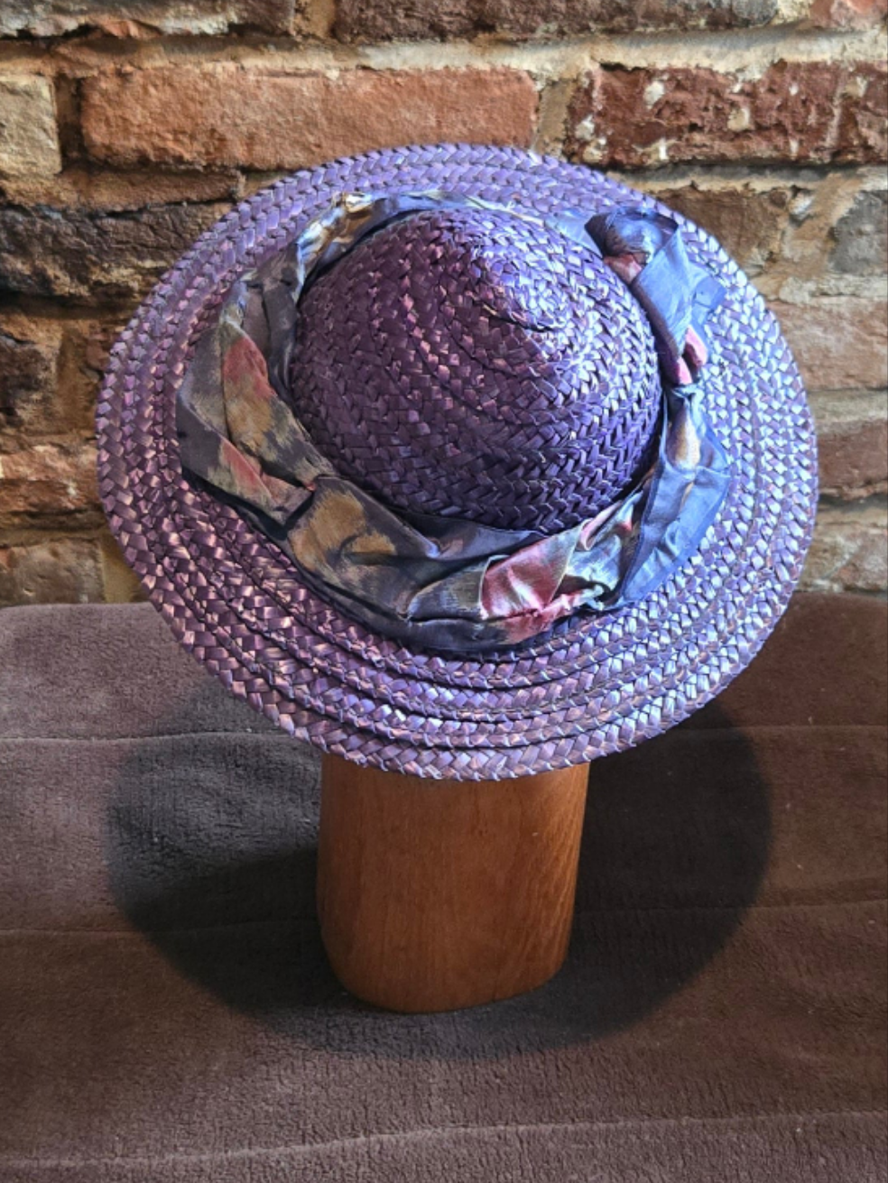 Vintage Blue Straw Hat