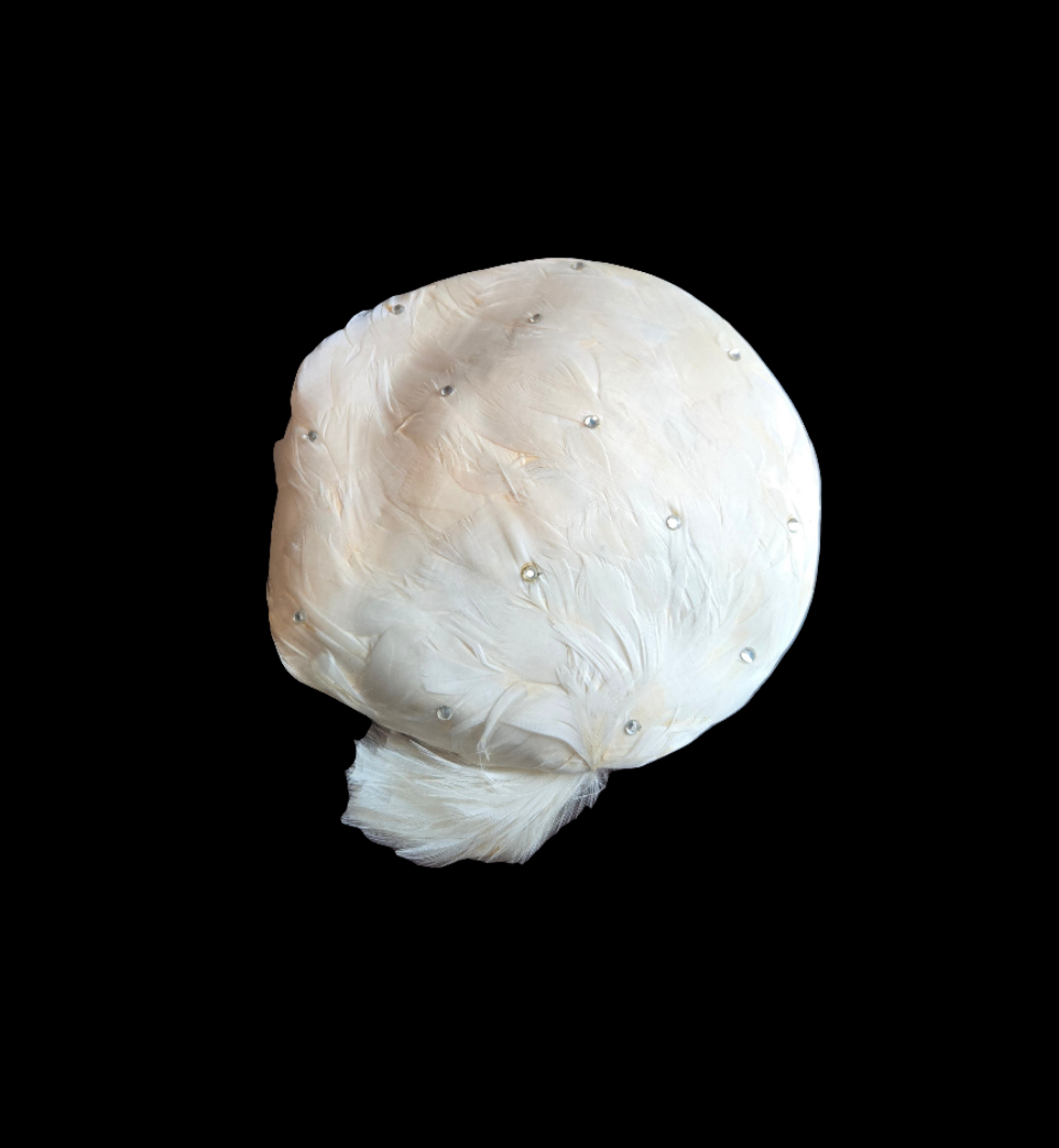 1950 Feather Bridal Cap