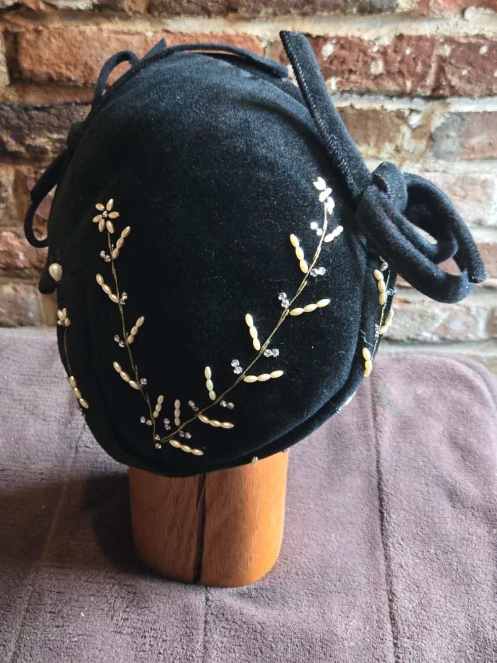 1950s genuine fur beaded cap
