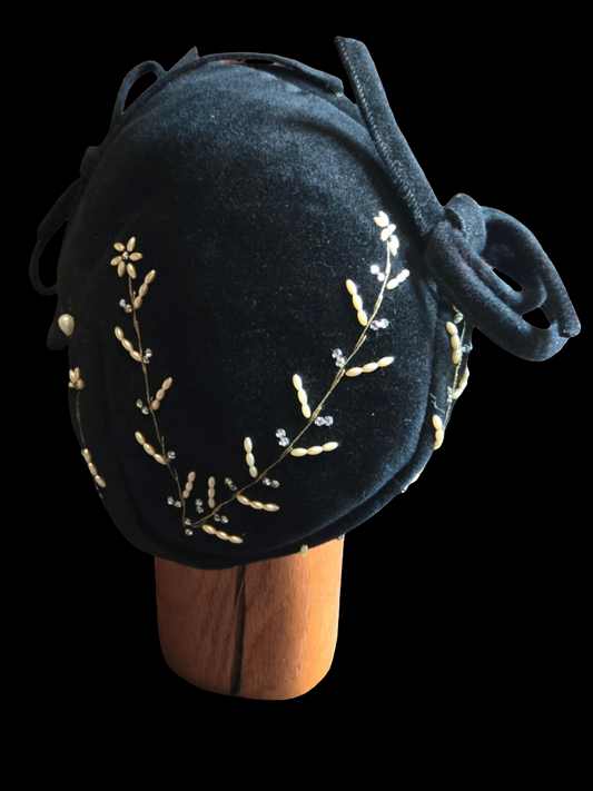 1950s genuine fur beaded cap